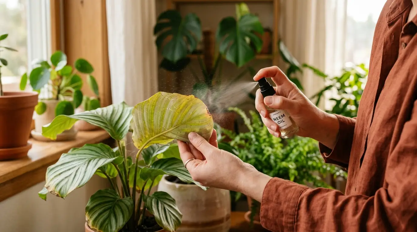 使用苦楝油噴霧防治葉蟎